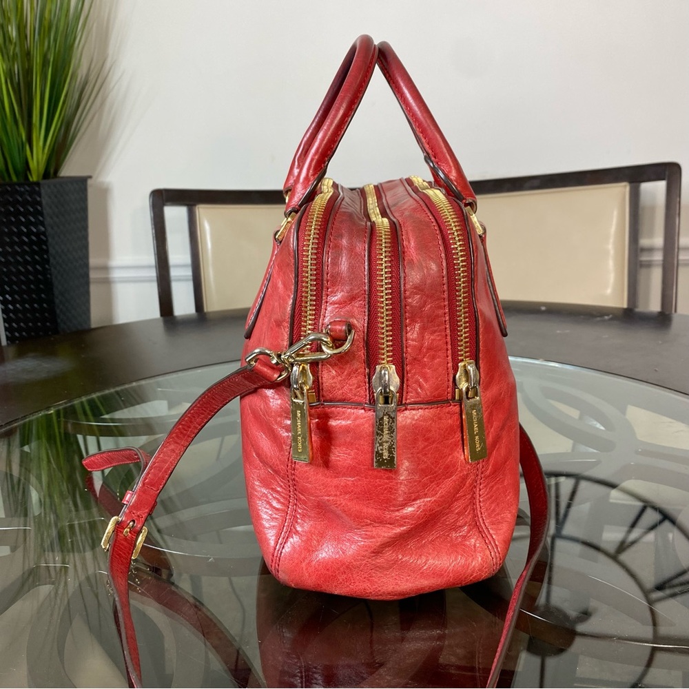Michael Kors Alexis Medium Leather Satchel Caramel Red - Picture 5 of 14
